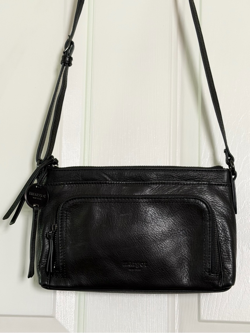 margot Black Leather Crossbody Bag